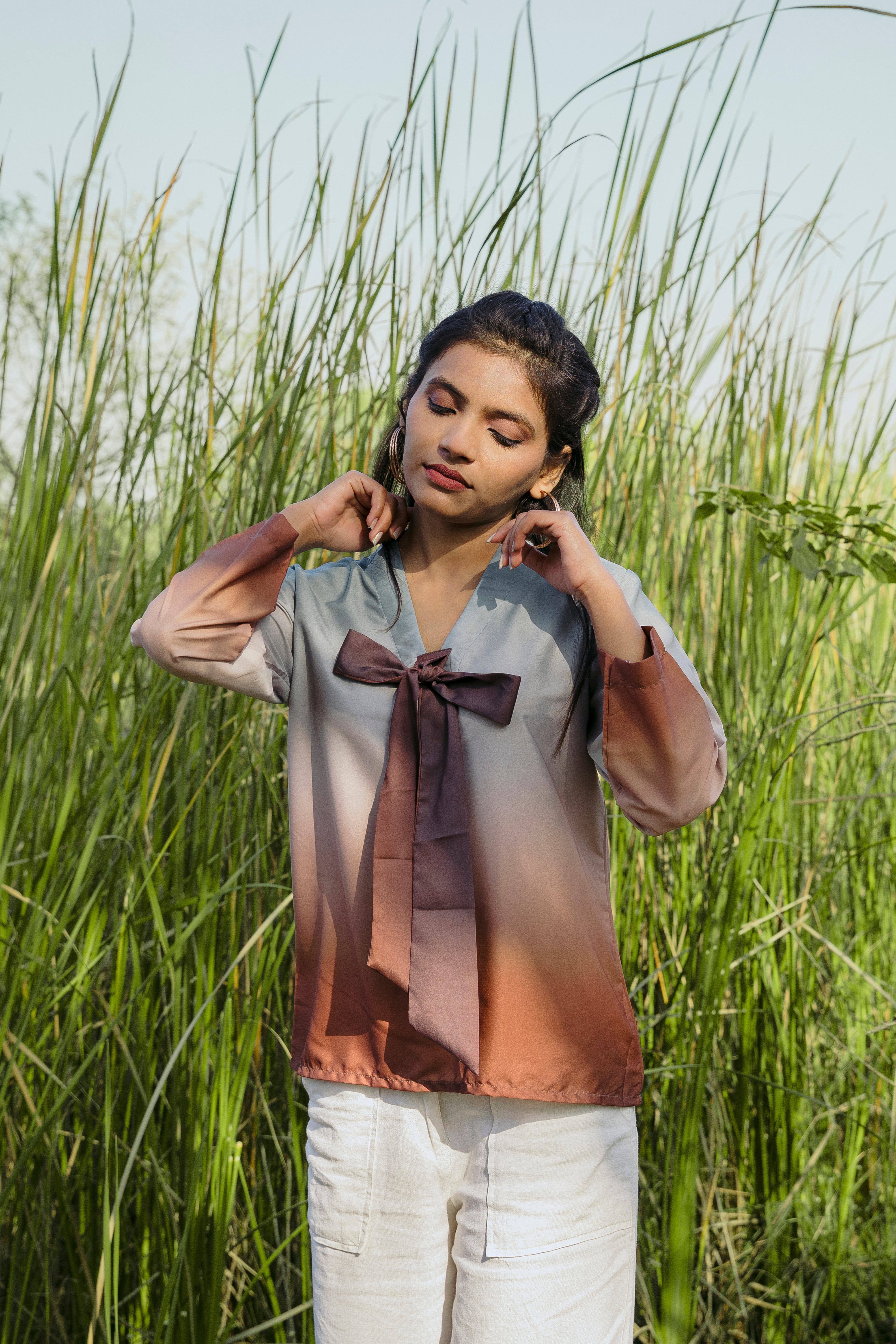 EARTHY OMBRE TIE TOP
