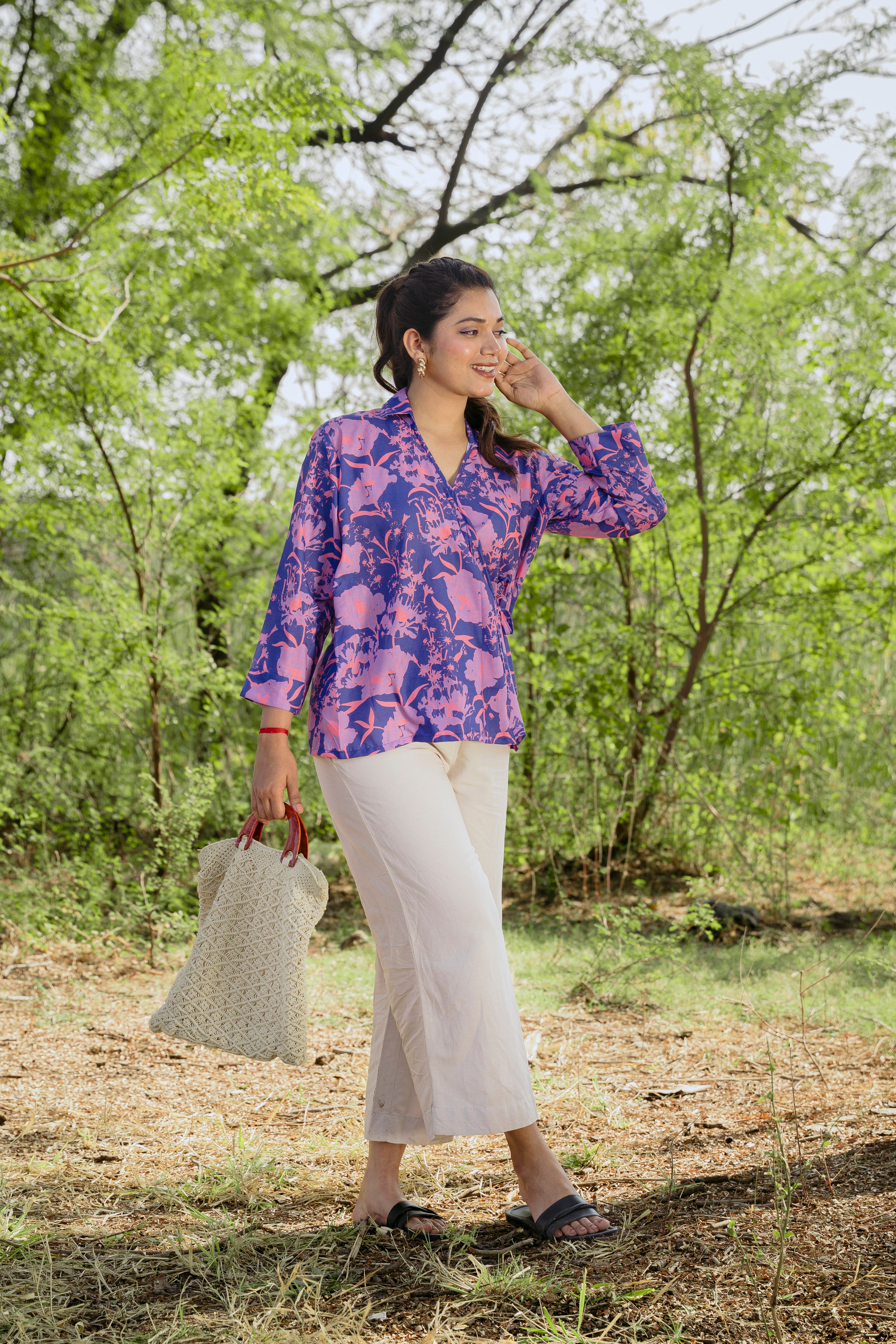 ELECTRIC VIOLET WRAP TOP