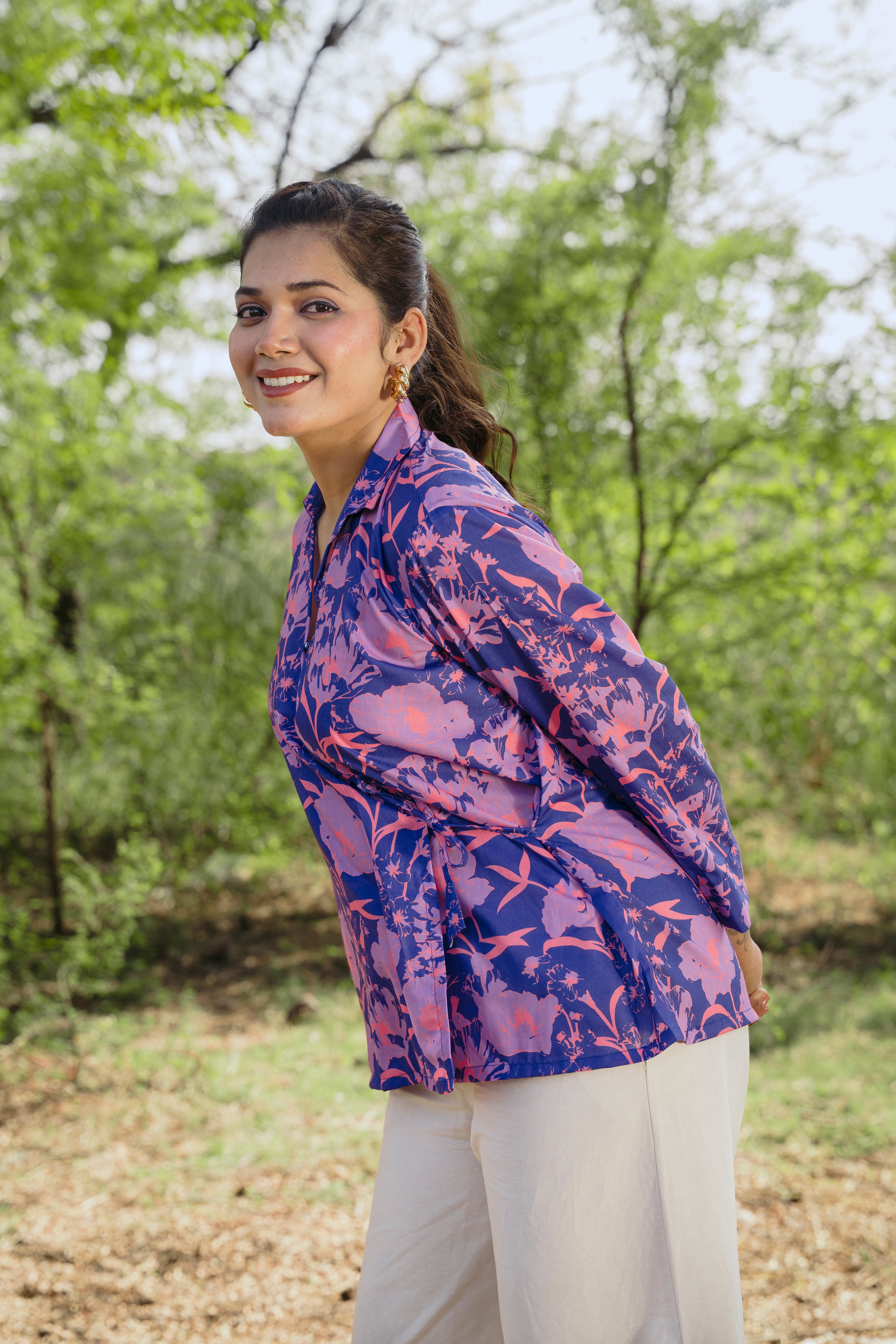 ELECTRIC VIOLET WRAP TOP