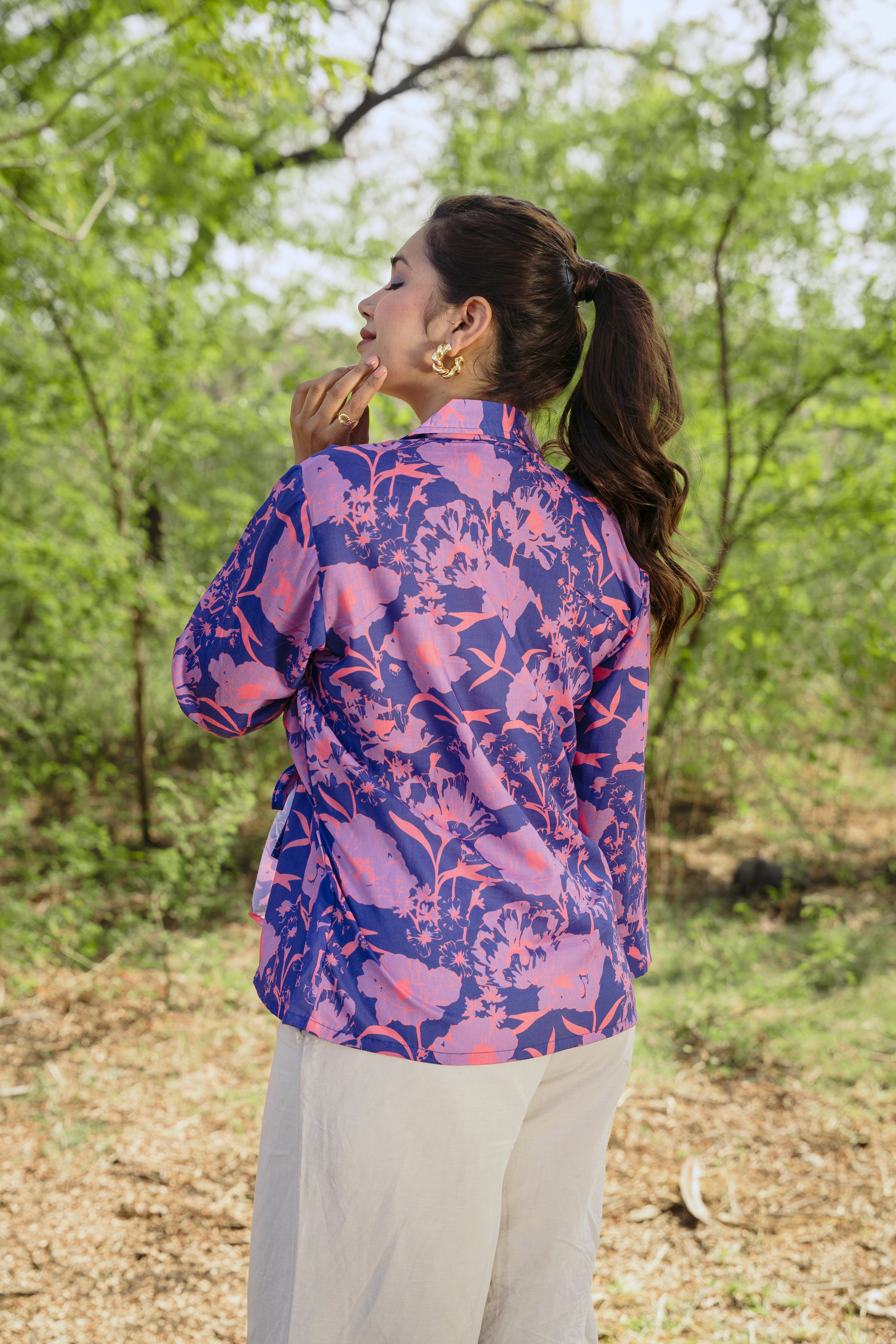 ELECTRIC VIOLET WRAP TOP