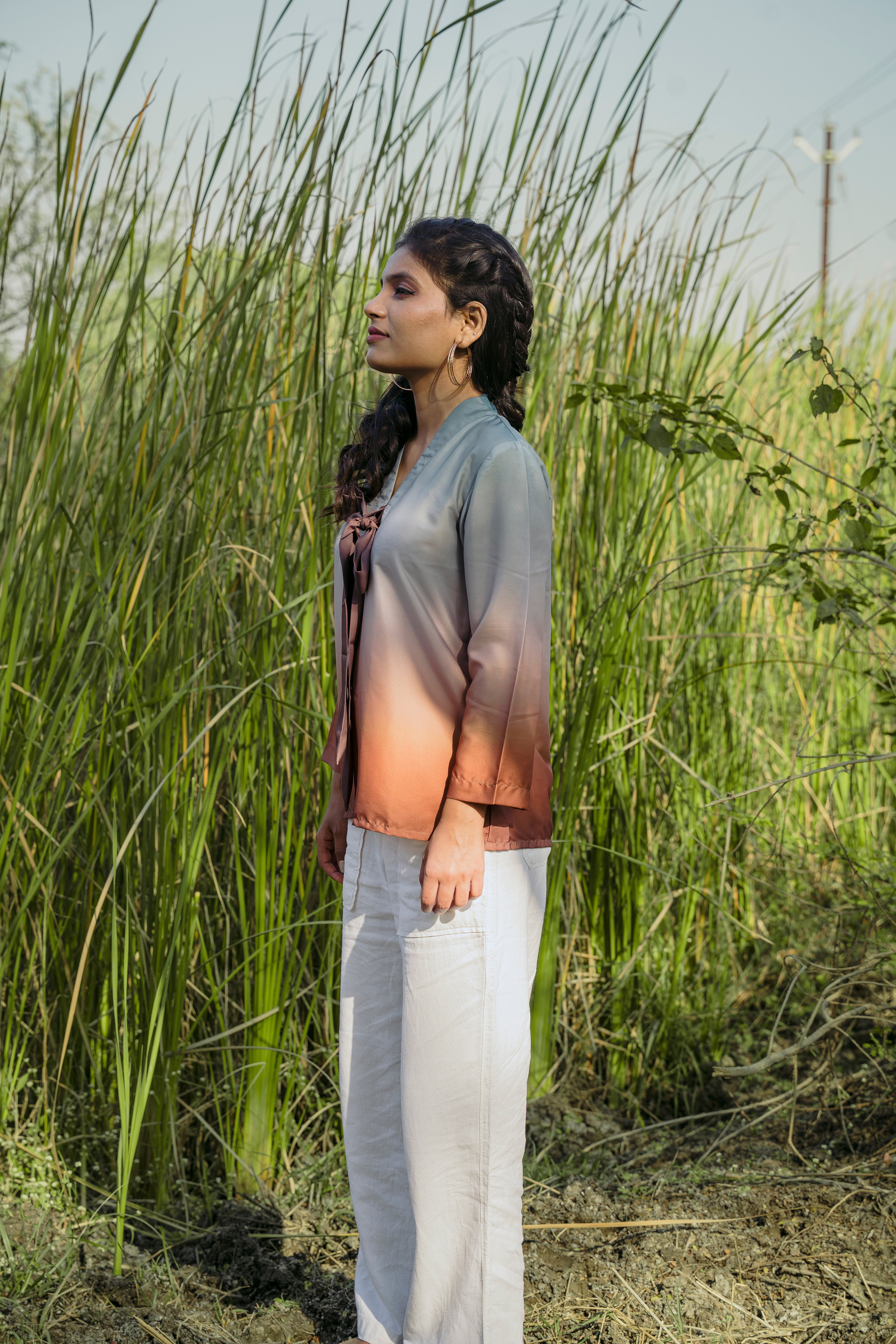 EARTHY OMBRE TIE TOP