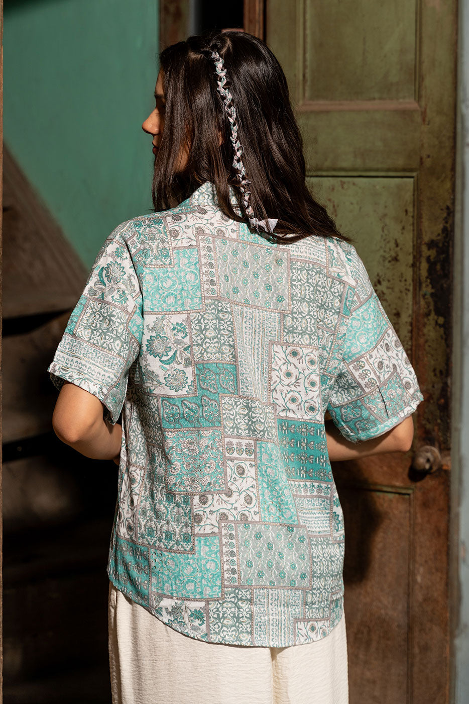 Aqua Blue Paisley Shirt