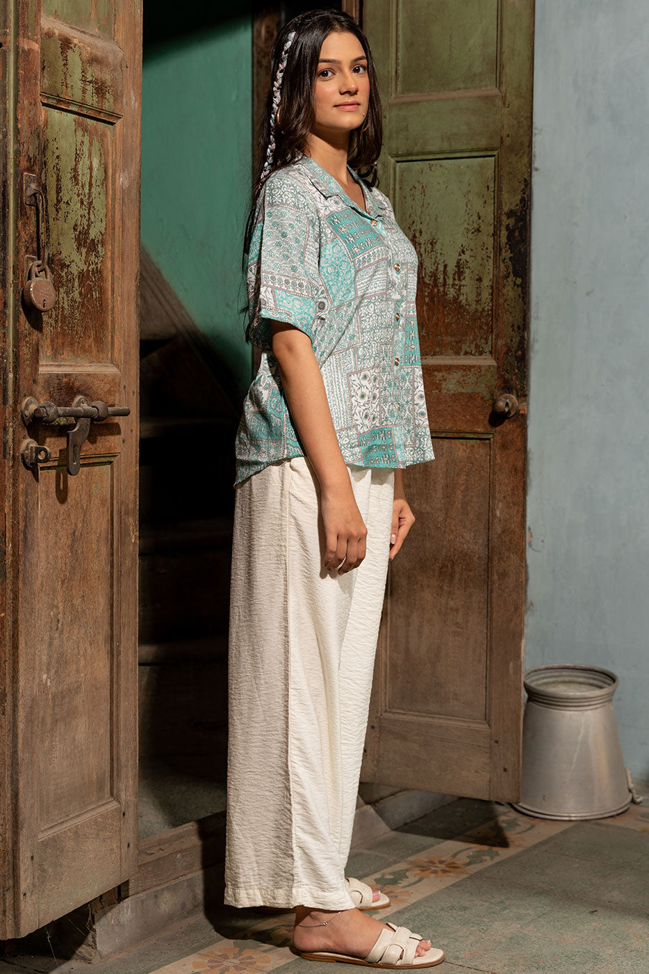 Aqua Blue Paisley Shirt