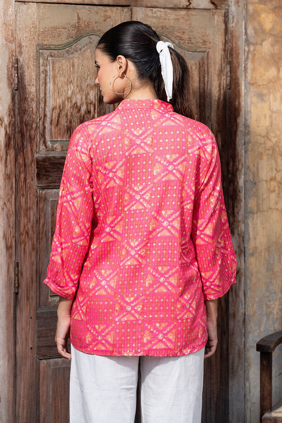 Pink Bandhani Printed Shirt