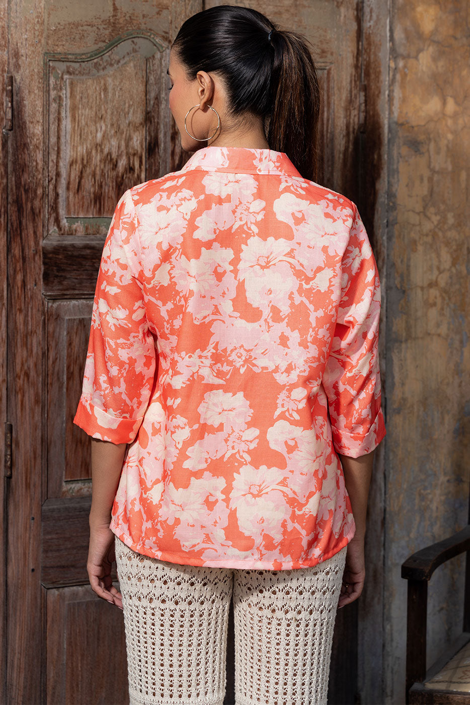 Orange Floral Shirt