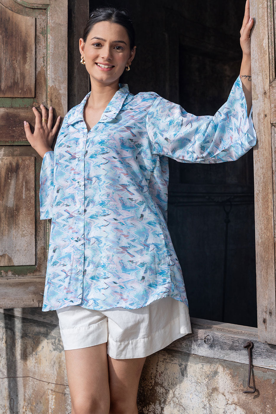 Aqua Mist Abstract Shirt