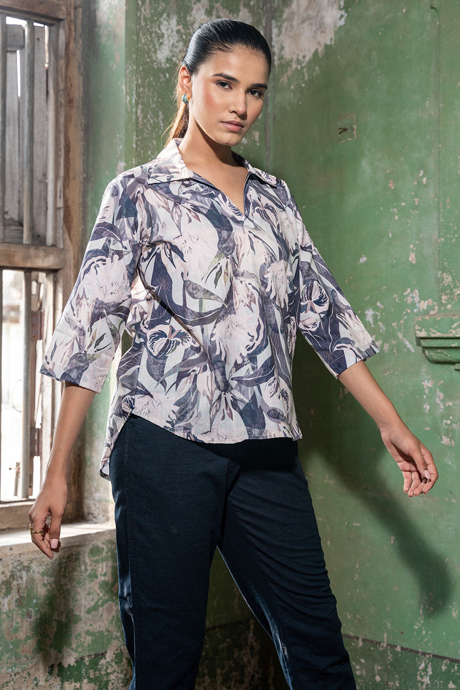 Blue Floral Fantasy Top