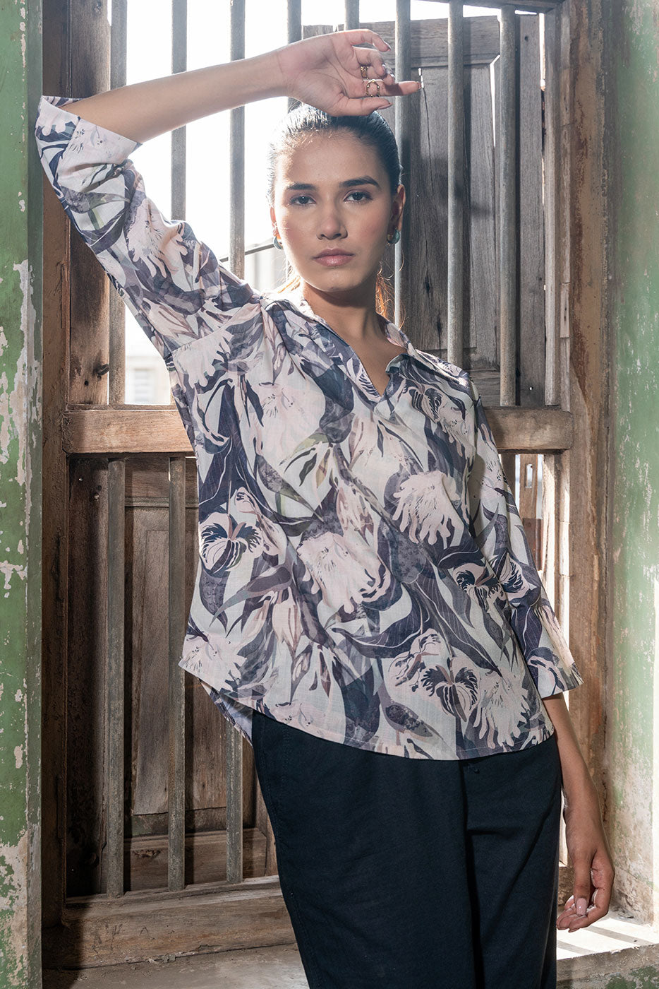 Blue Floral Fantasy Top