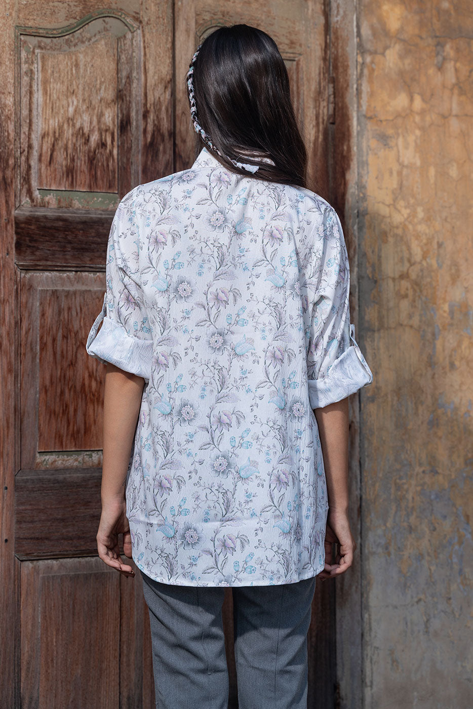 Pastel White Floral Shirt