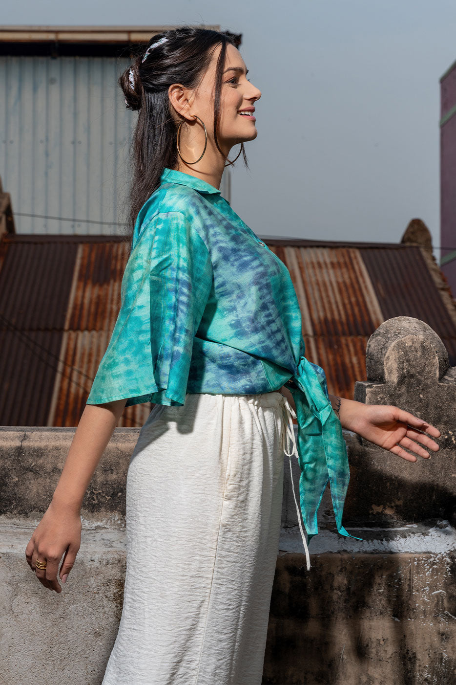 Ocean Blue Shibori Tie Shirt