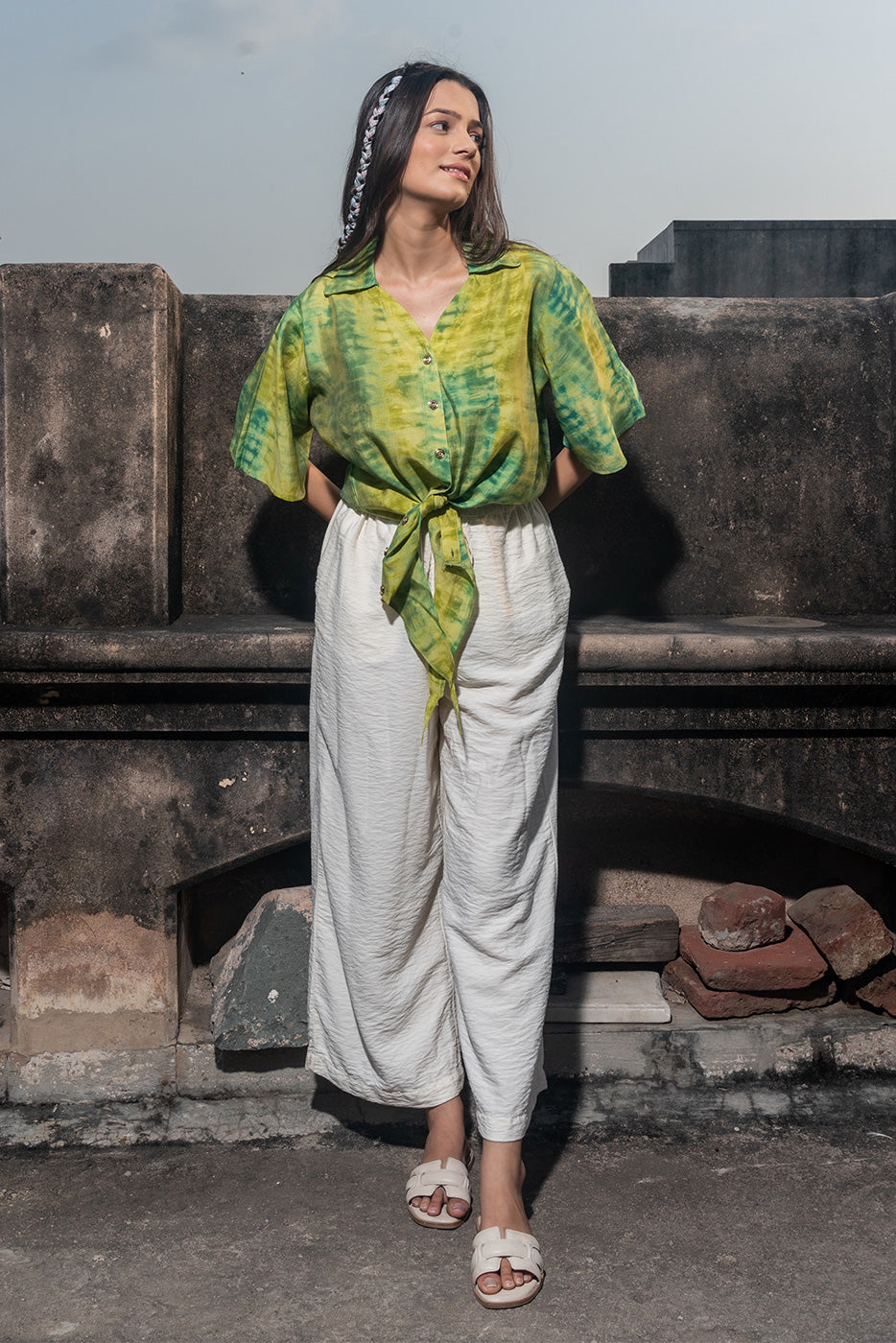 Lime Green Shibori Tie Shirt