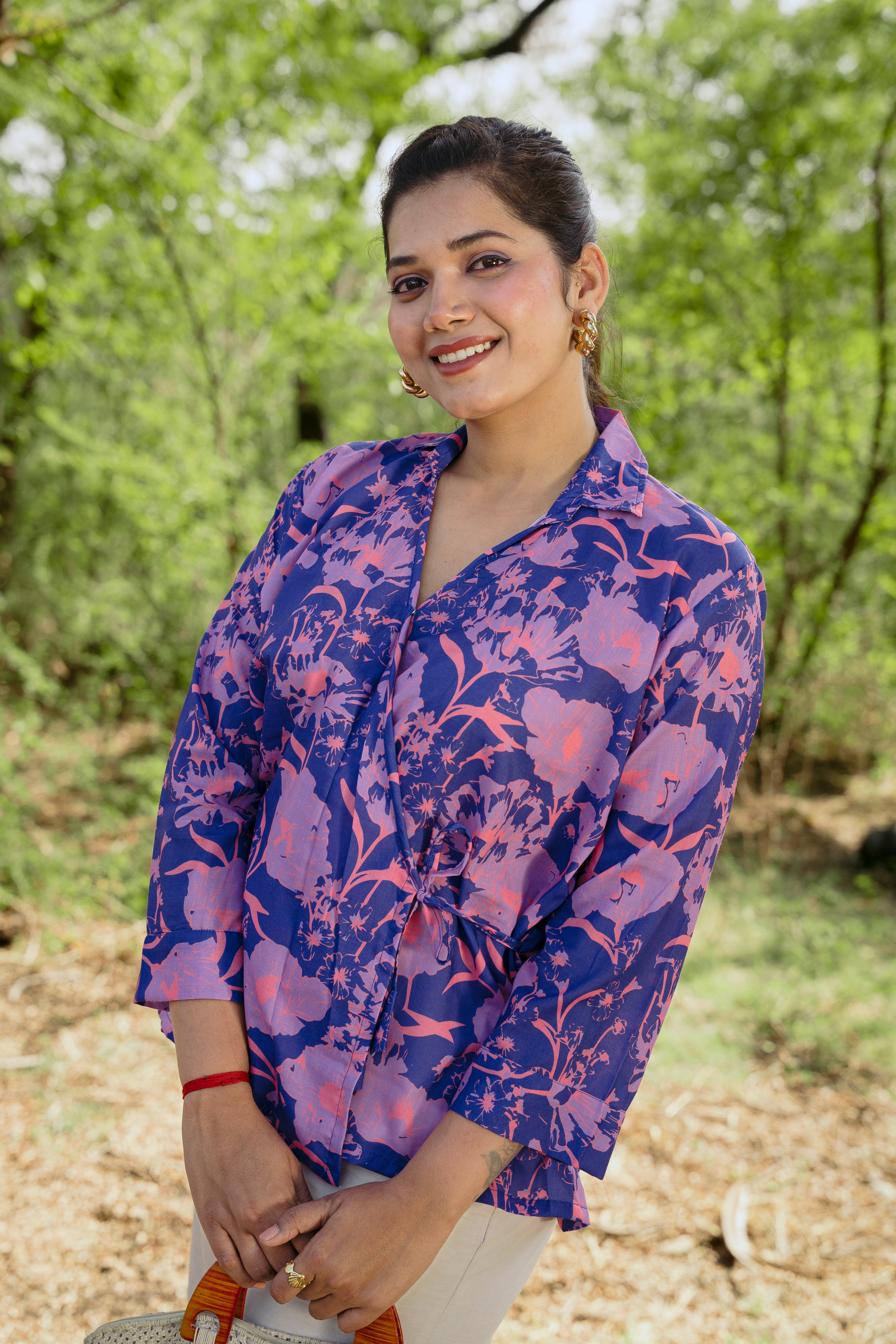 ELECTRIC VIOLET WRAP TOP