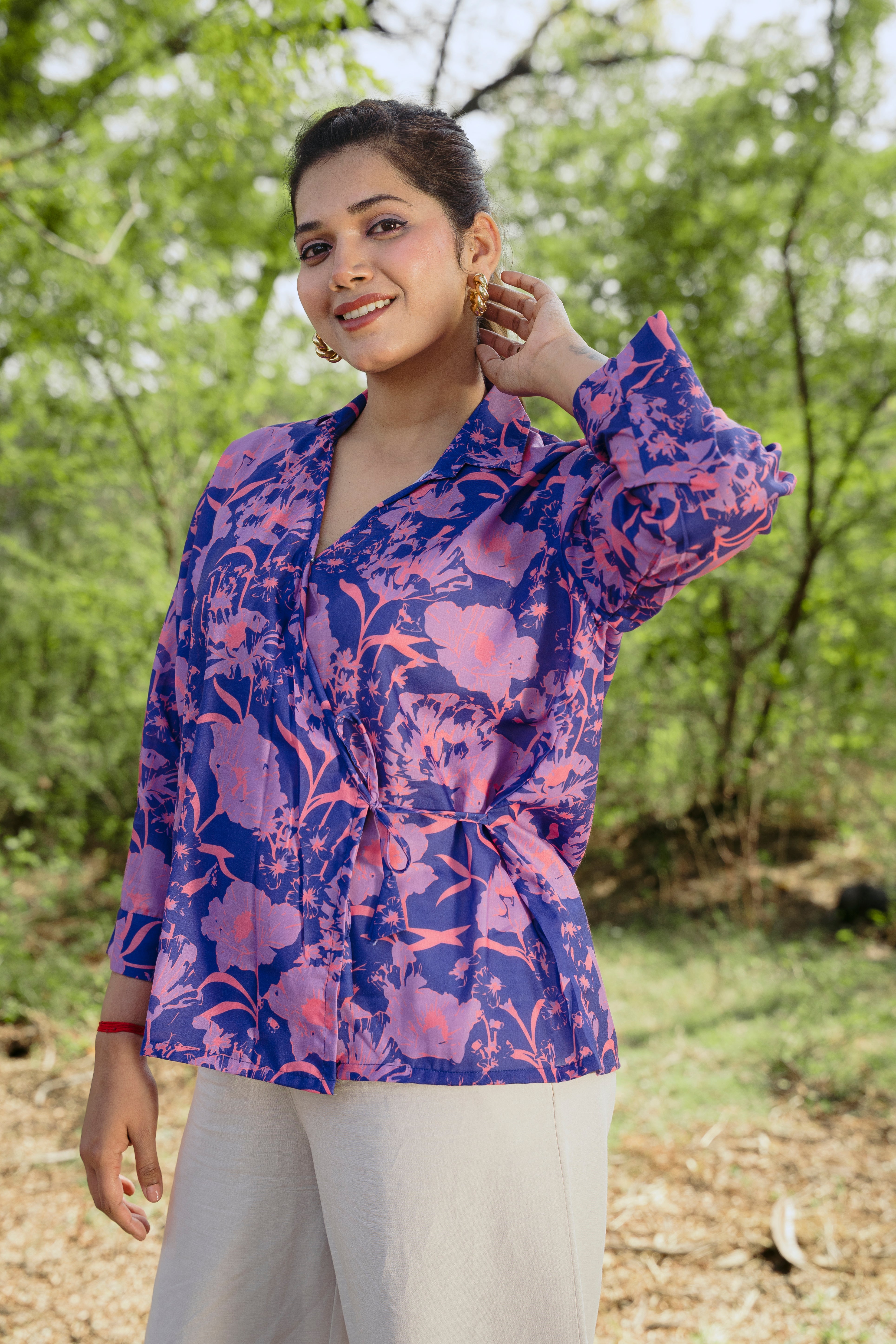 ELECTRIC VIOLET WRAP TOP