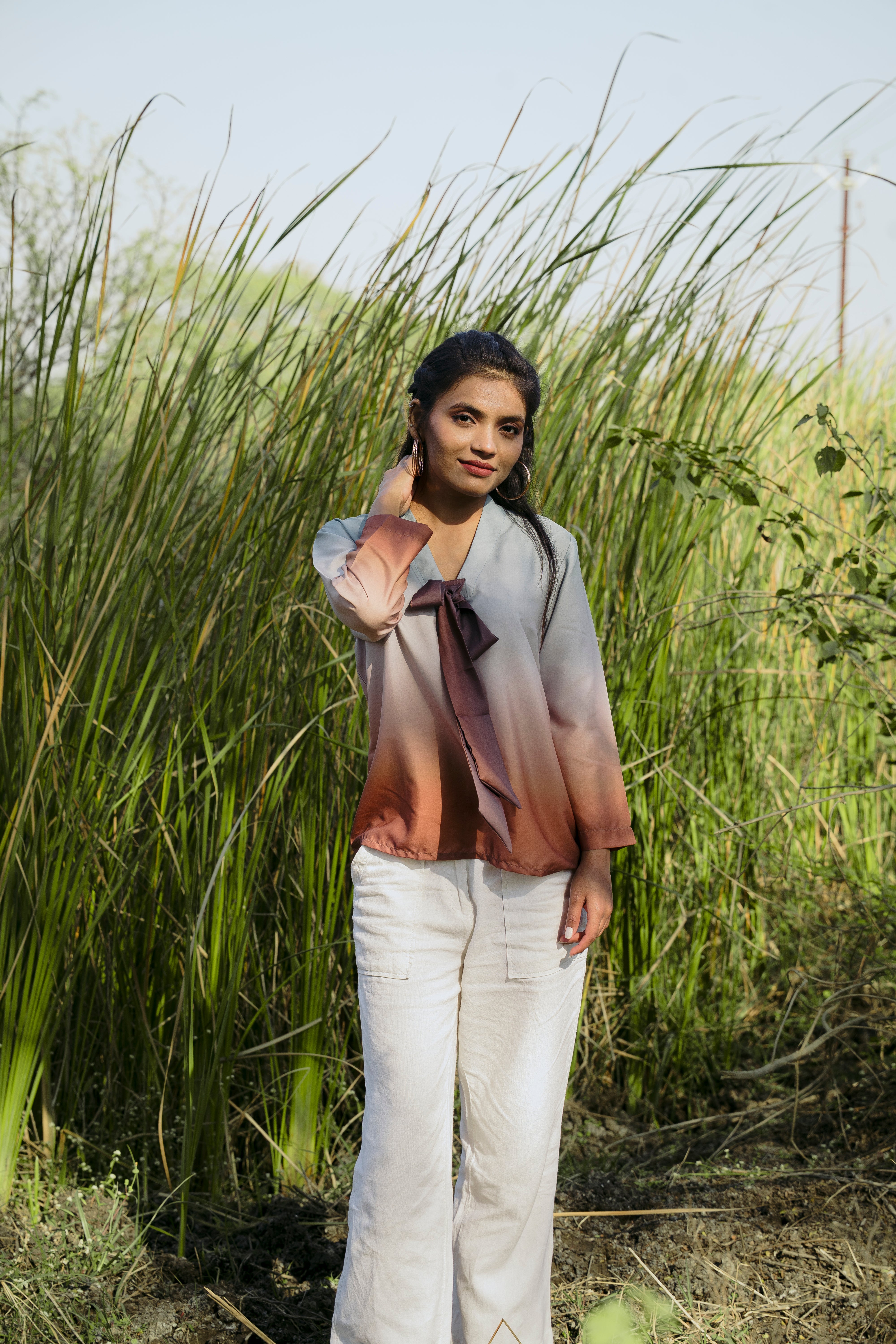 EARTHY OMBRE TIE TOP