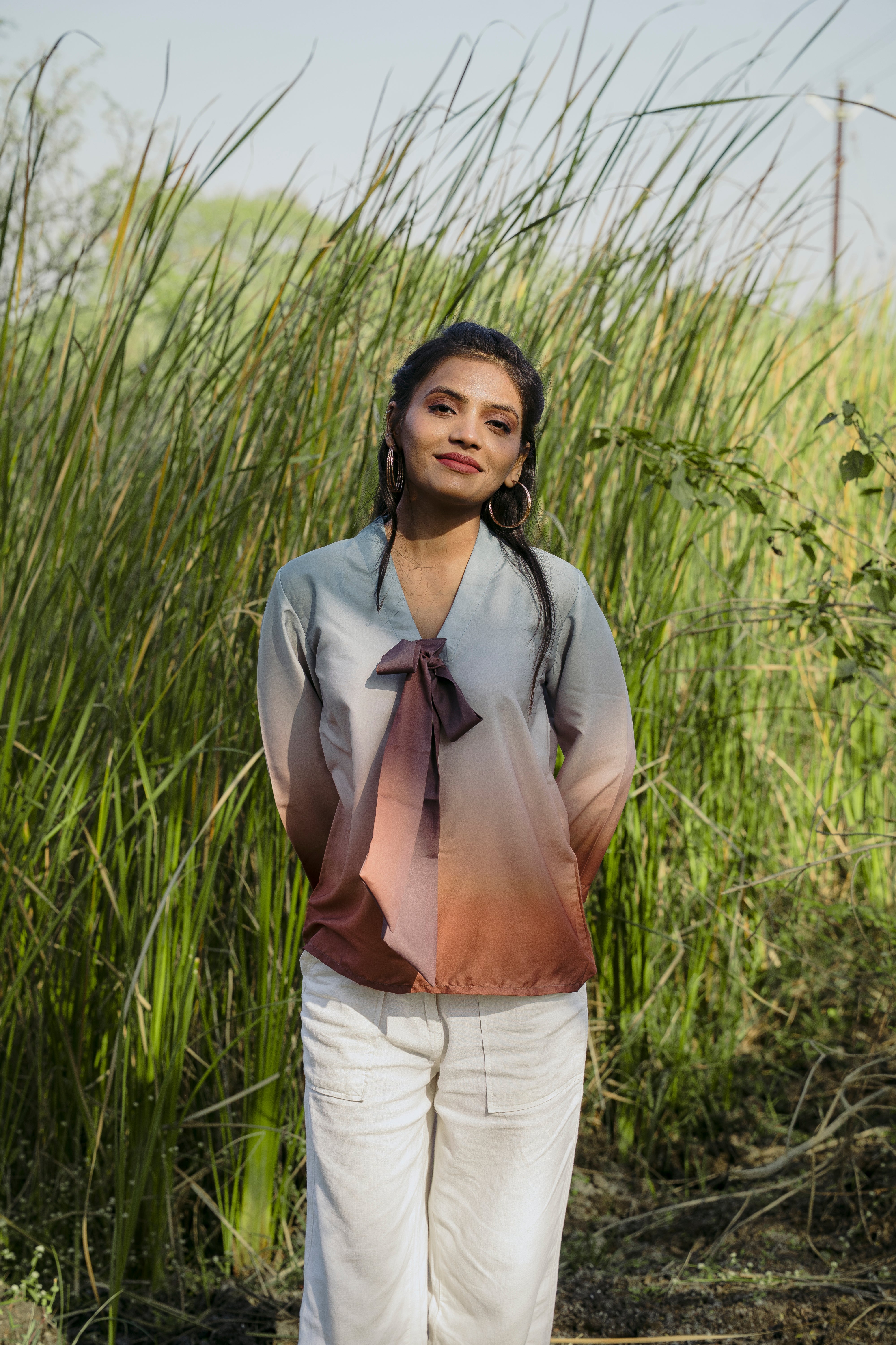 EARTHY OMBRE TIE TOP