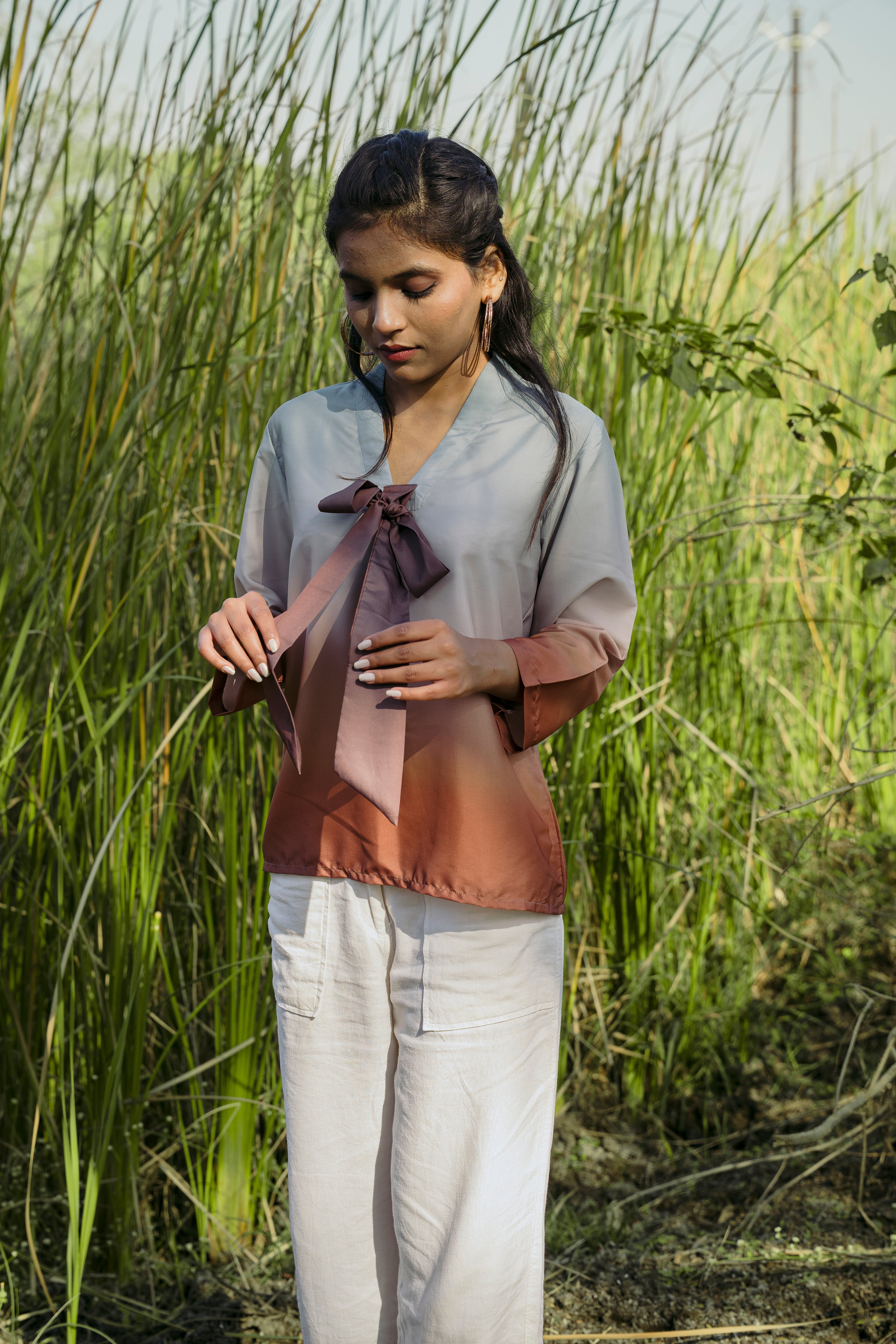 EARTHY OMBRE TIE TOP