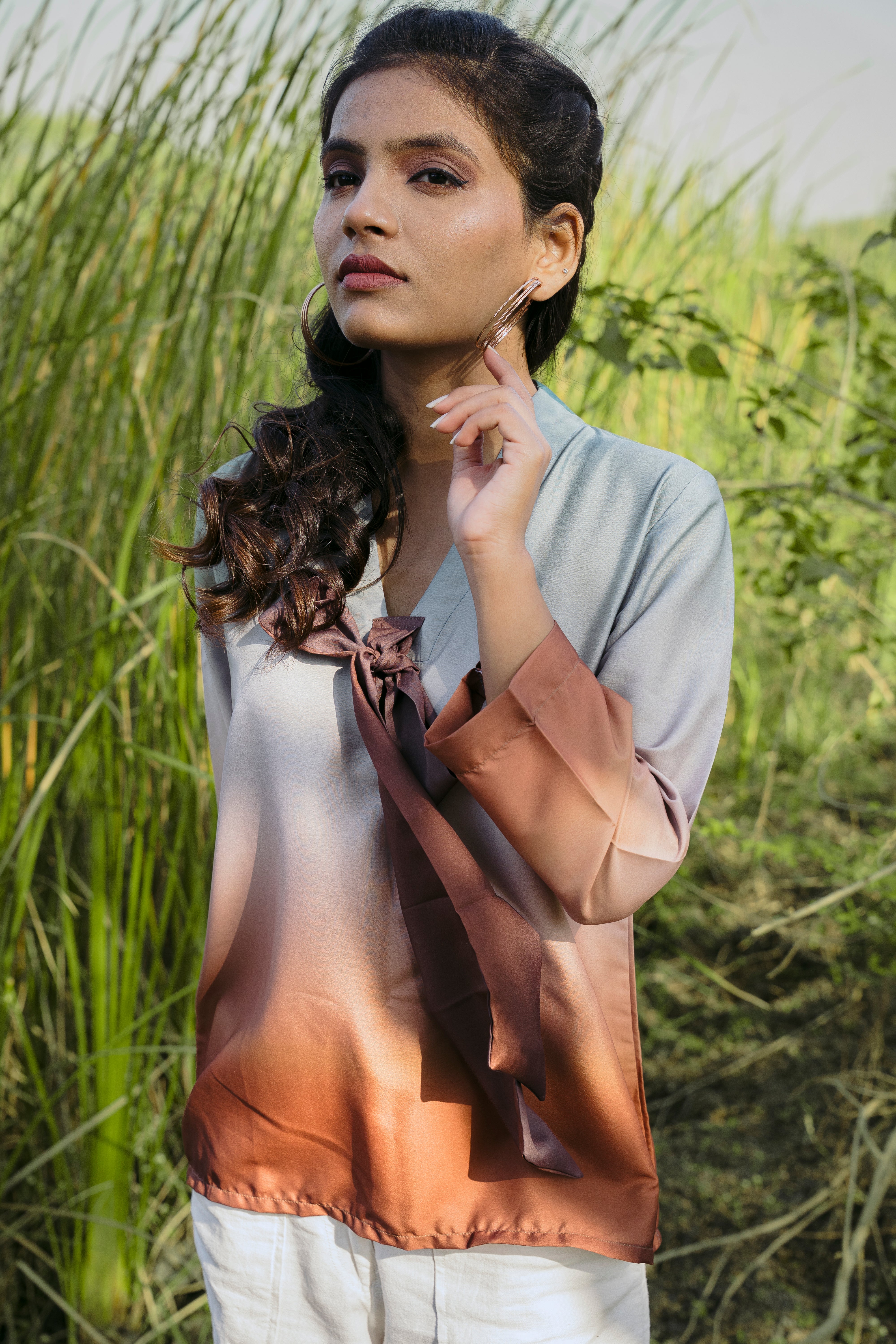 EARTHY OMBRE TIE TOP